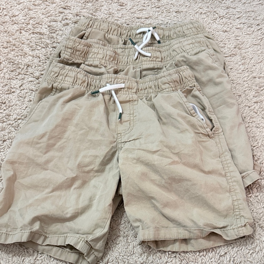 Cat & Jack Size 8 Beige Casual Shorts with Drawstring 3 Pack Bundle